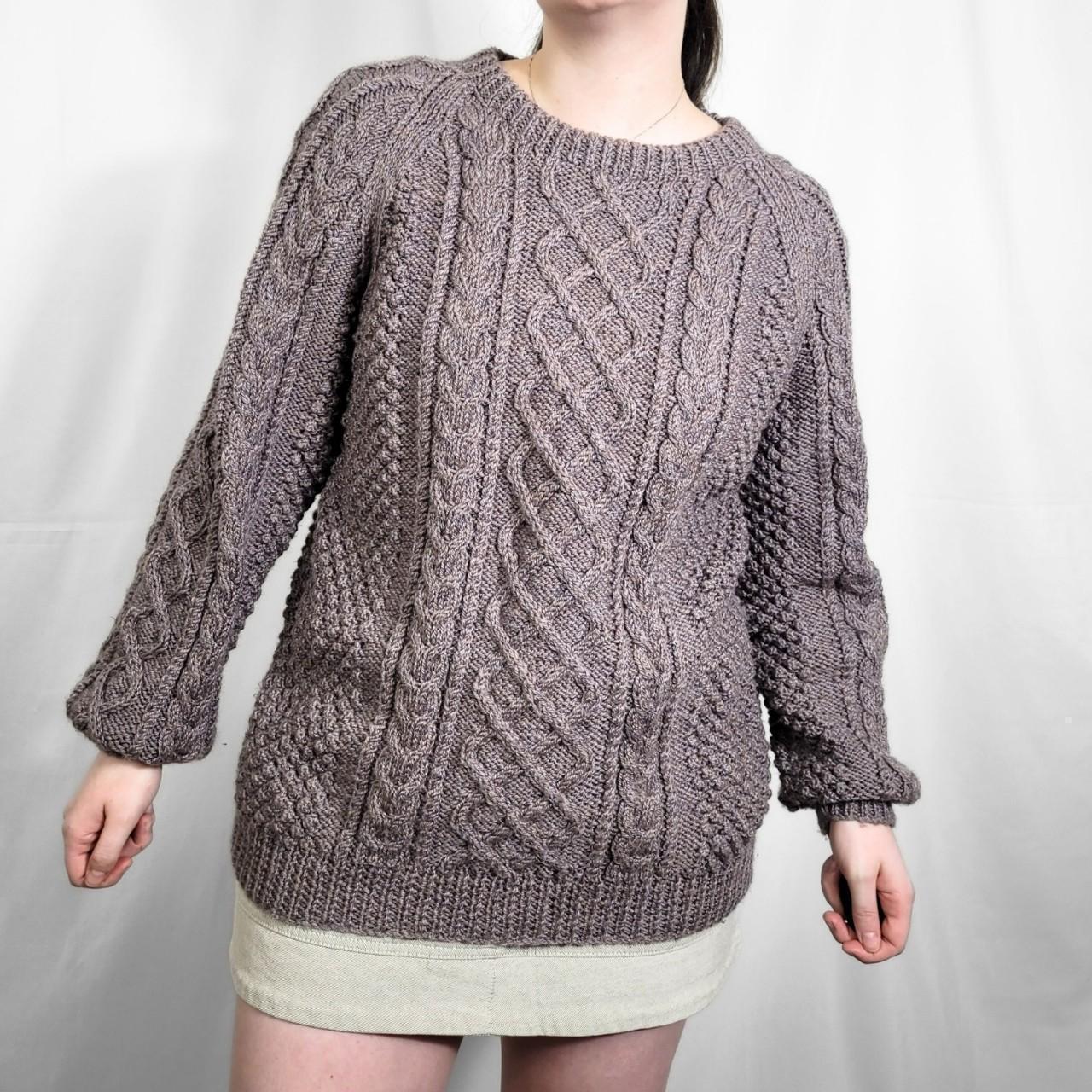 Vintage 90s Brown Cable Knit Handmade Jumper