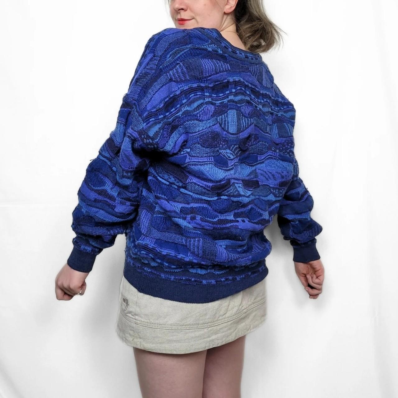 Vintage 90s Blue Coogi Style Knitted Cardigan