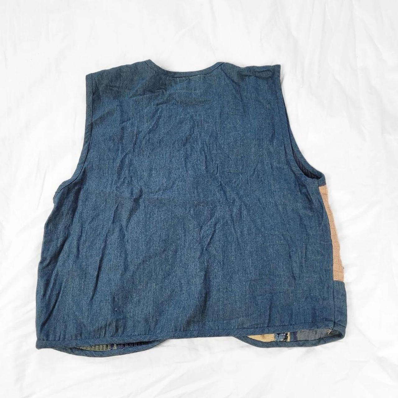 Vintage 90s Floral Patchwork Denim Waistcoat