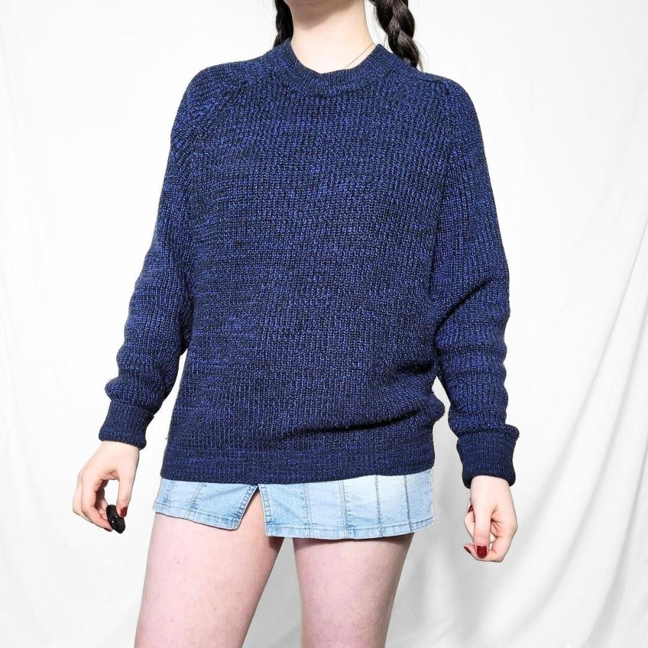 Vintage 90s Navy Blue Knitted Jumper - POP