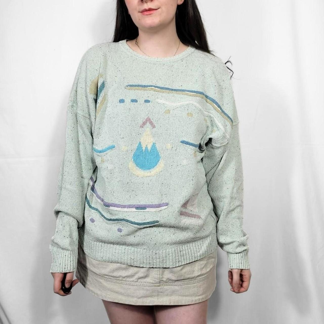 Vintage 80s Multi-Coloured Funky Pattern Knit Jumper