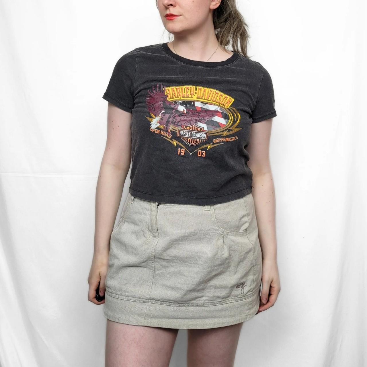 Vintage Y2K Harley Davidson Graphic Print Crop T-Shirt