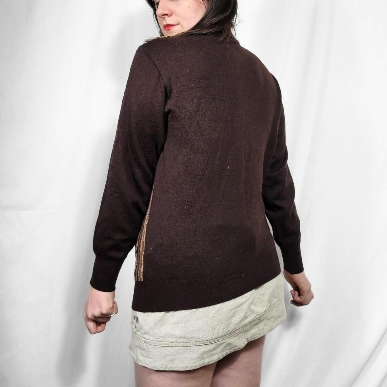 Vintage 80s Brown Stripe Knit Jumper