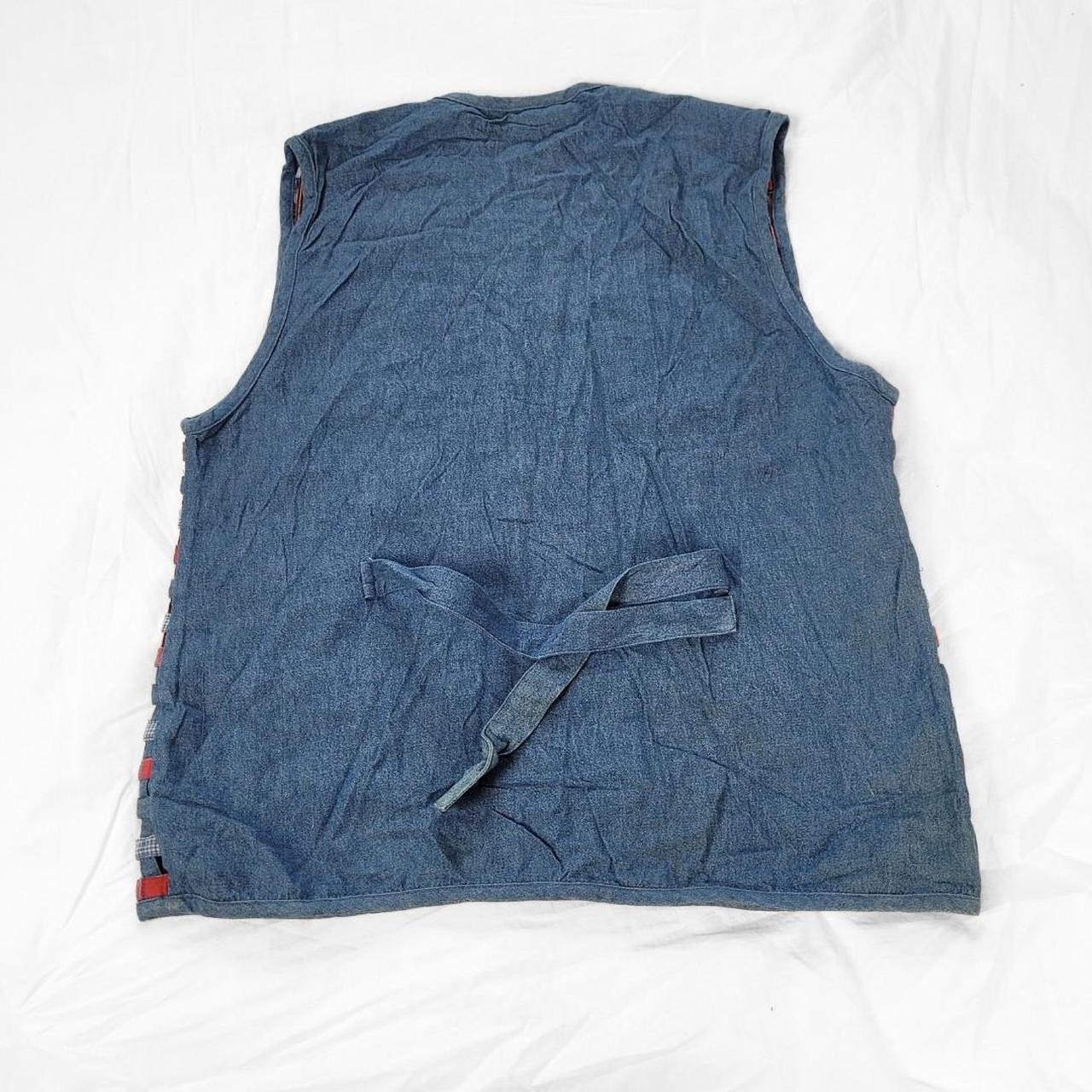 Vintage 90s Waffle Texture Denim Waistcoat