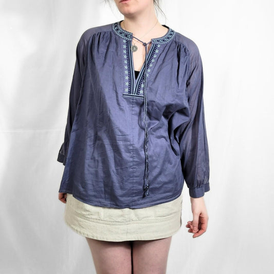 Vintage 90s Purple Floral Print Boho Top – Jaeger