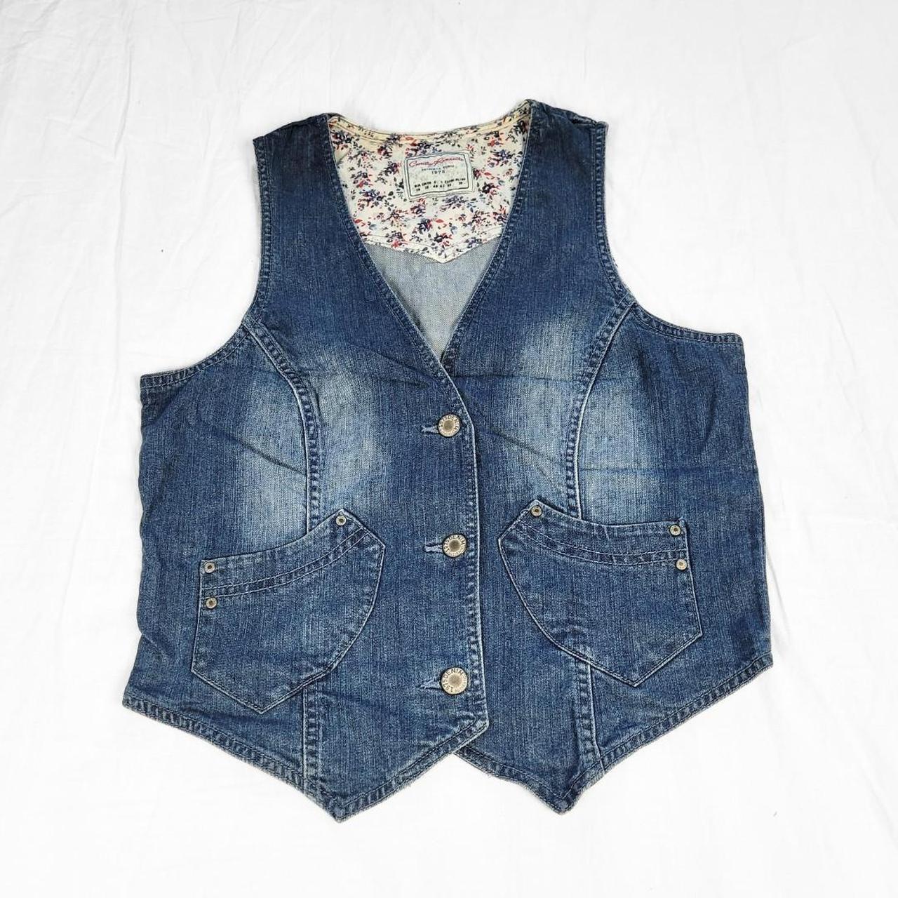 Vintage Y2K Denim Waistcoat Vest – Denim & Cotton Mix
