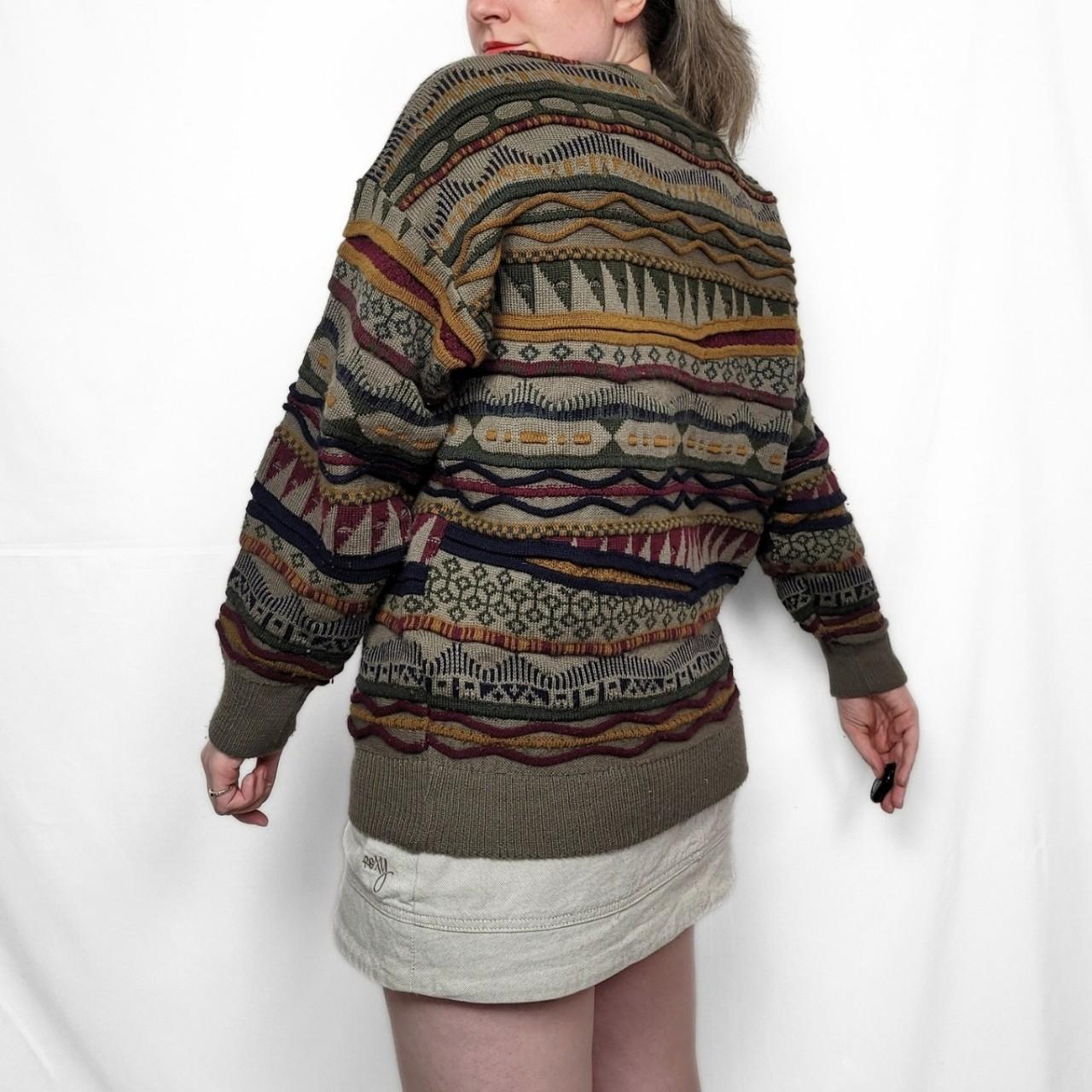 Vintage 90s Coogi Style Grunge Pattern Wool Knit Jumper