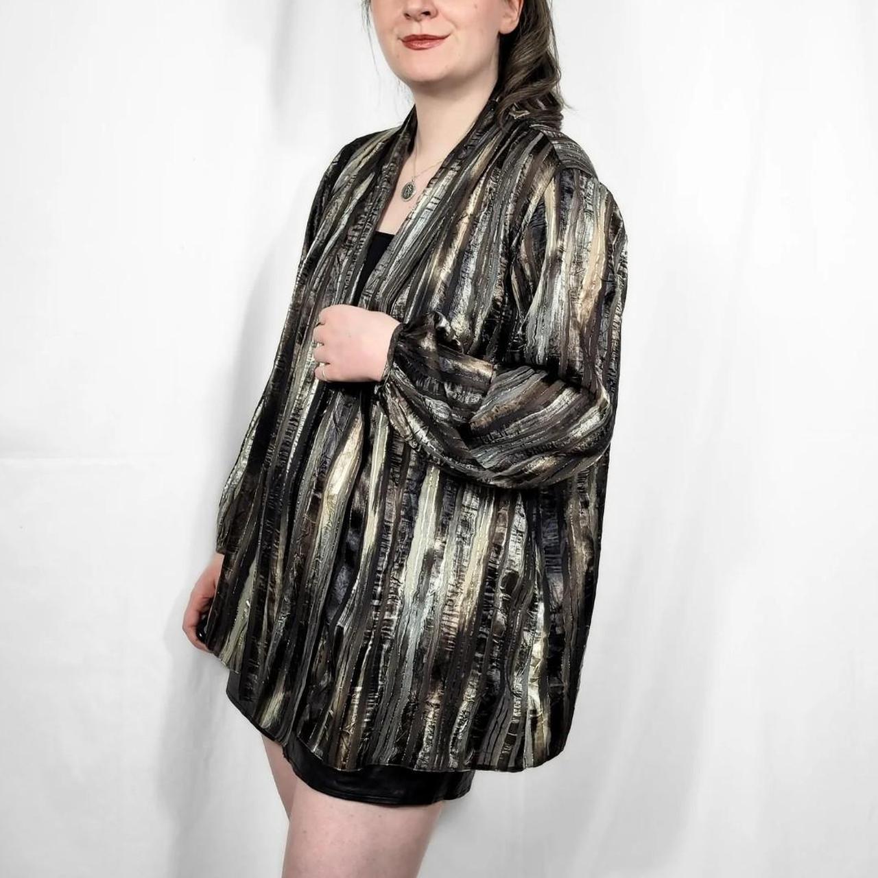 Vintage Y2K Brown Striped Bell Sleeve Jacket – Roman