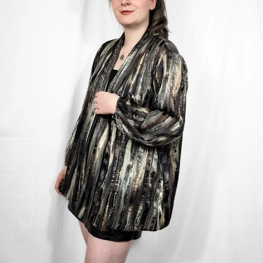 Vintage Y2K Brown Striped Bell Sleeve Jacket – Roman
