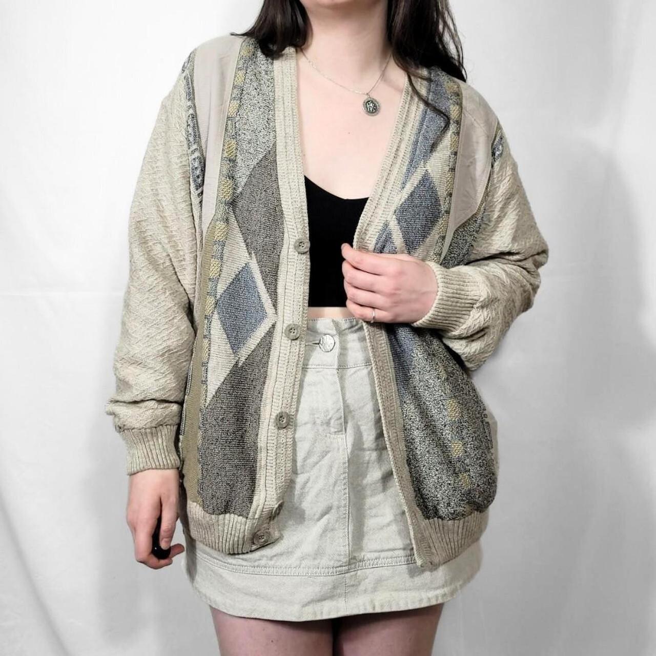 Vintage 90s Knit Cardigan With Grunge Style Pattern