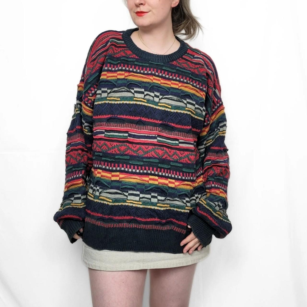 90s Vintage Multicolor Coogi Style Striped Knit Sweater