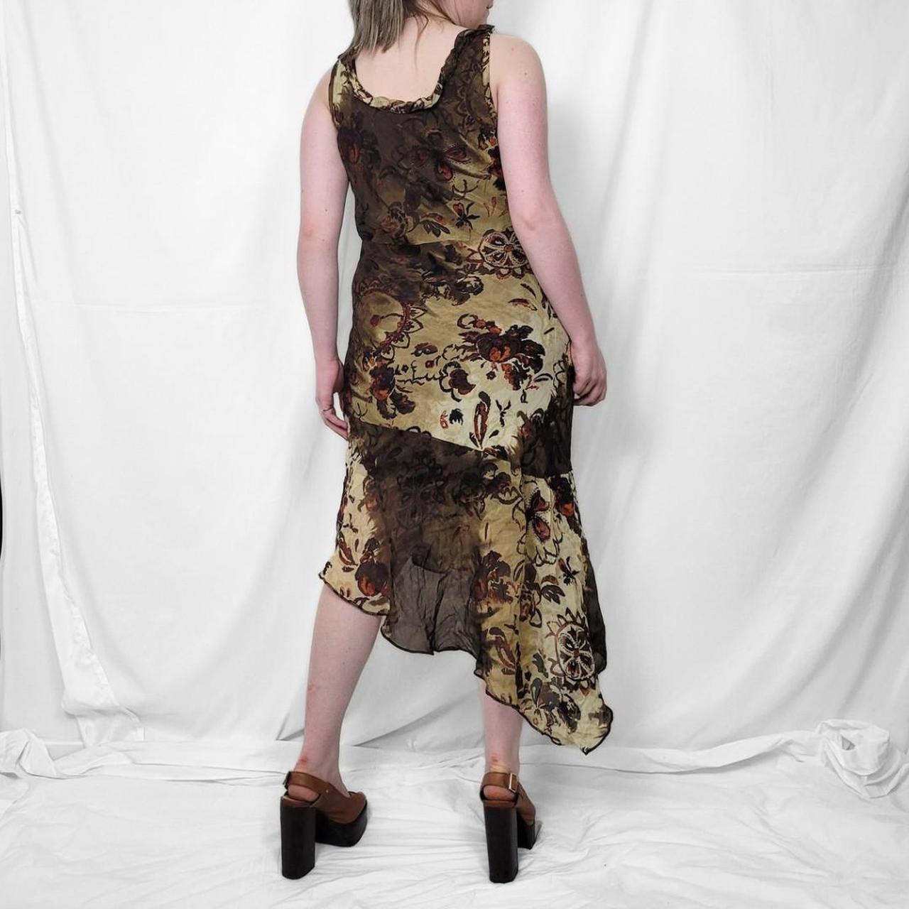 Vintage Y2K Brown & Cream Floral Boho Sheer Maxi Dress – Made in Italy