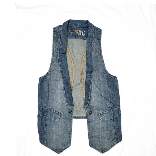 Vintage Y2K denim wash long denim waistcoat