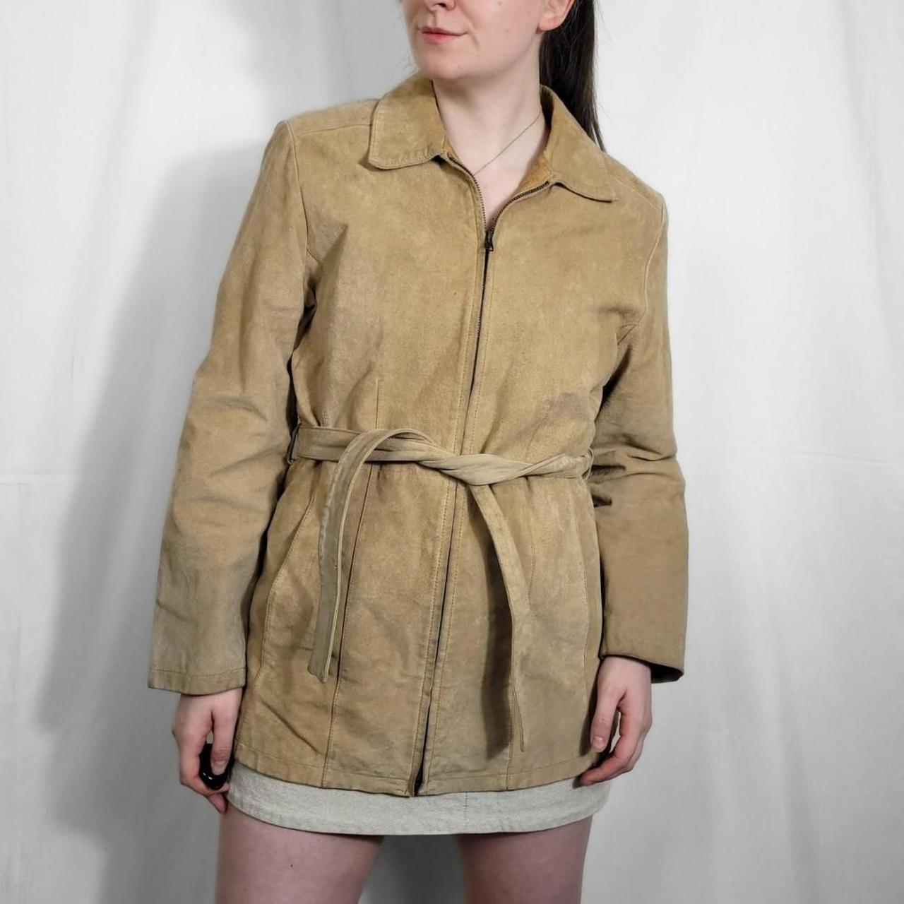 Vintage 90s Tan Suede Jacket With Belt