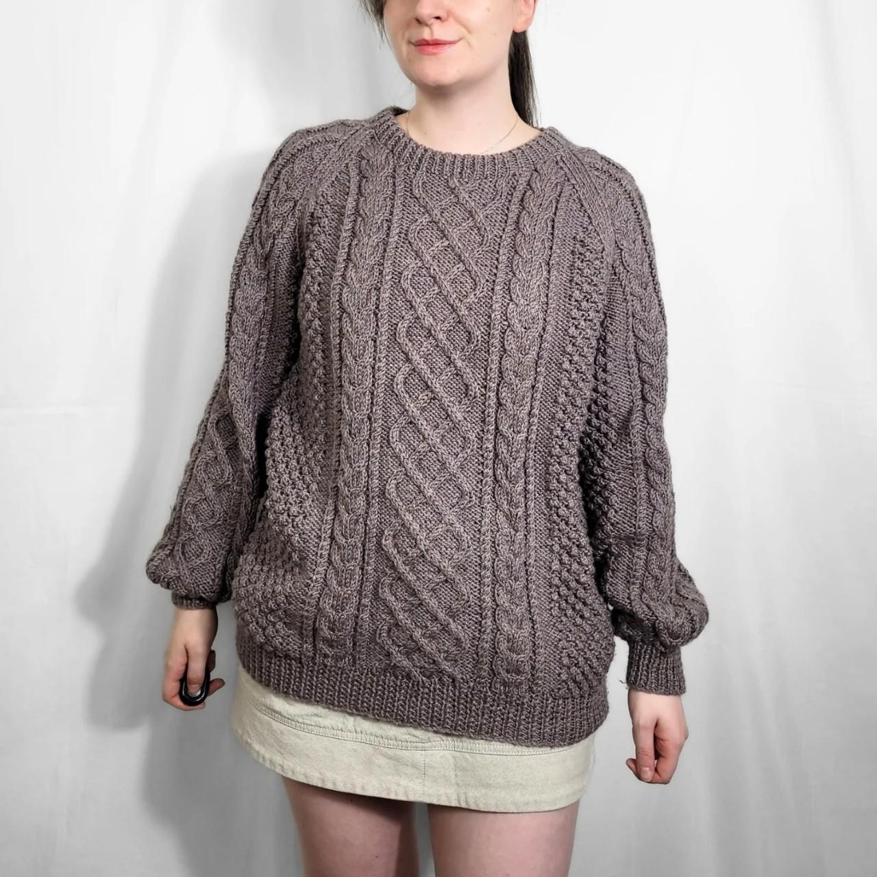 Vintage 90s Brown Cable Knit Handmade Jumper