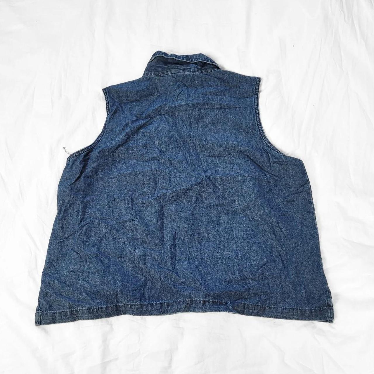90s Vintage Denim Waistcoat Vest with Floral Embroidery