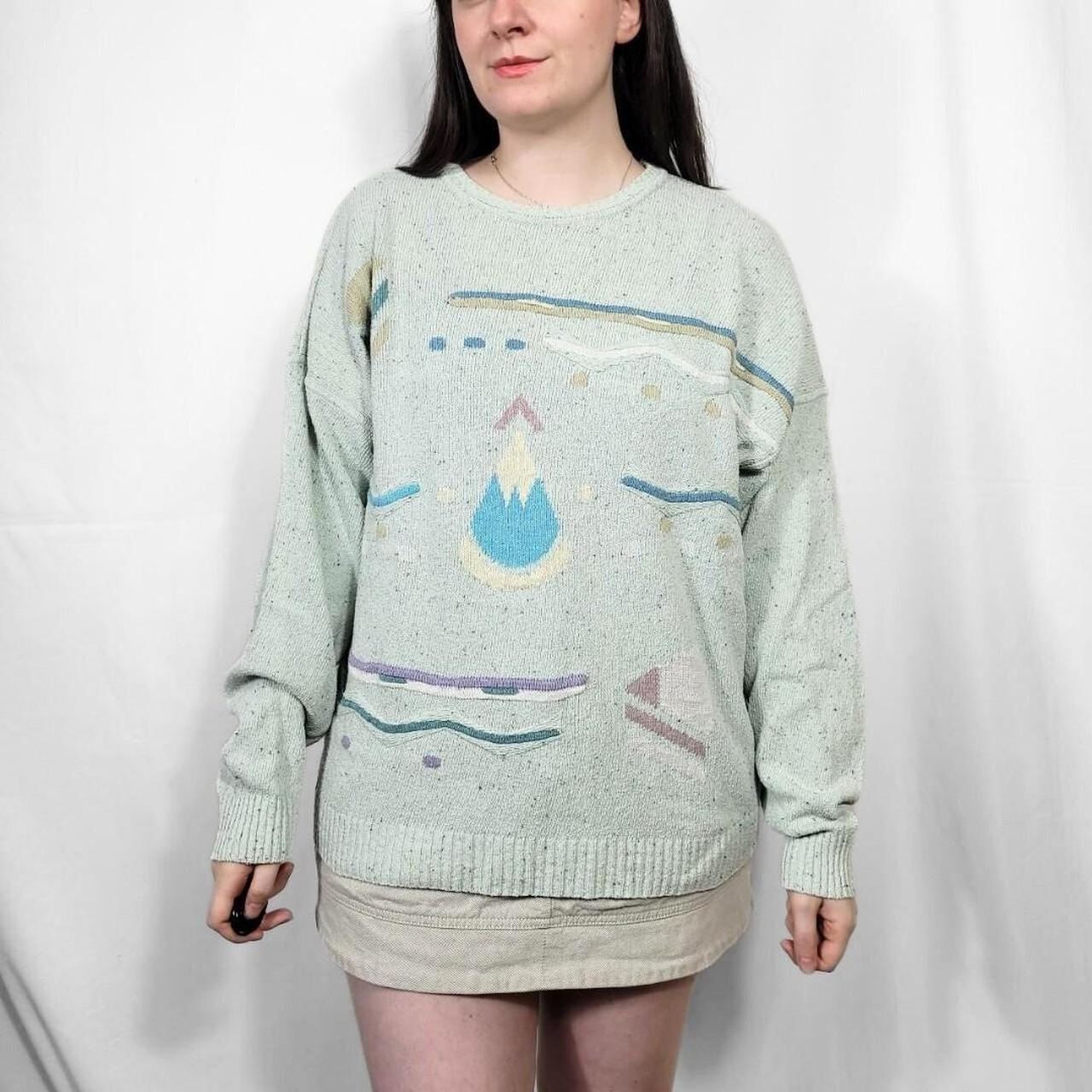 Vintage 80s Multi-Coloured Funky Pattern Knit Jumper