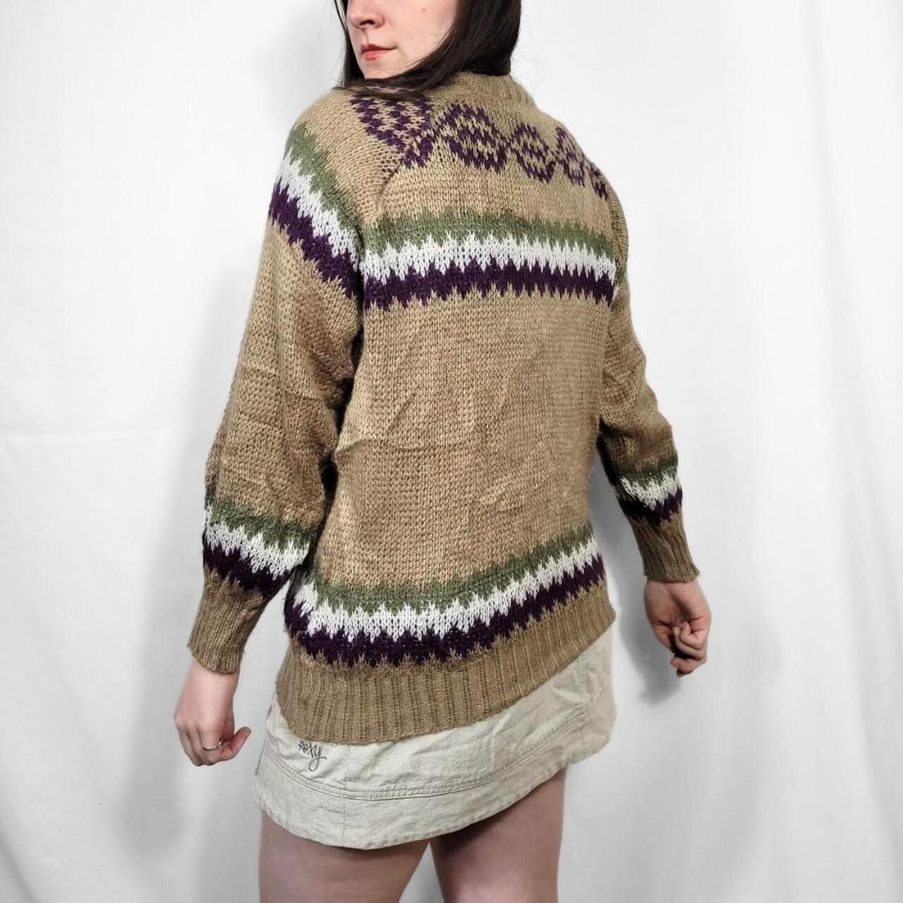 Vintage 90s Brown Ethnic Pattern Knitted Jumper