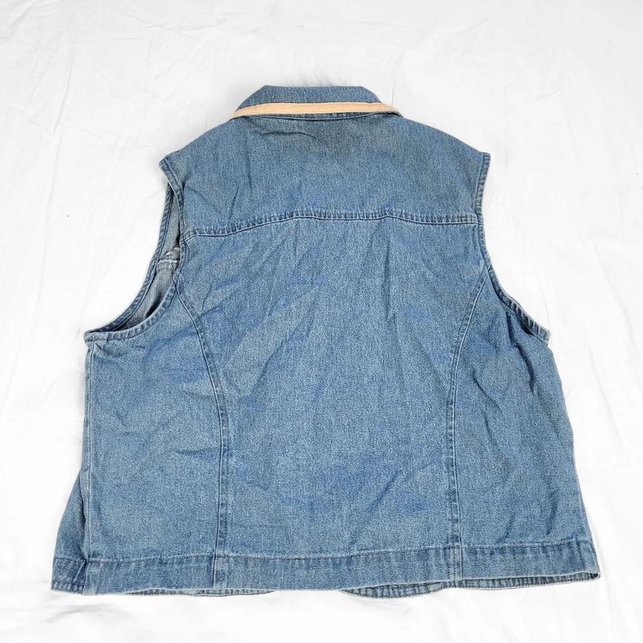 Vintage 90s Denim Waistcoat with Silver Embroidered Front – Biker & Western Vibes