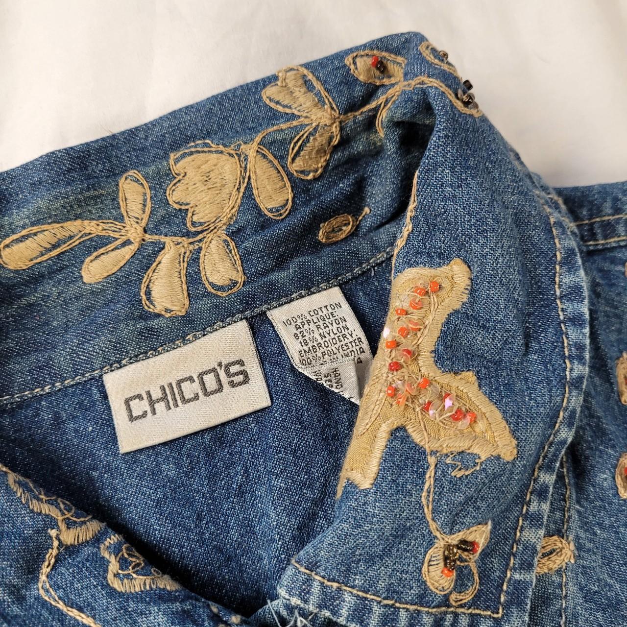 Vintage 90s embroidered denim vest – western boho with collar