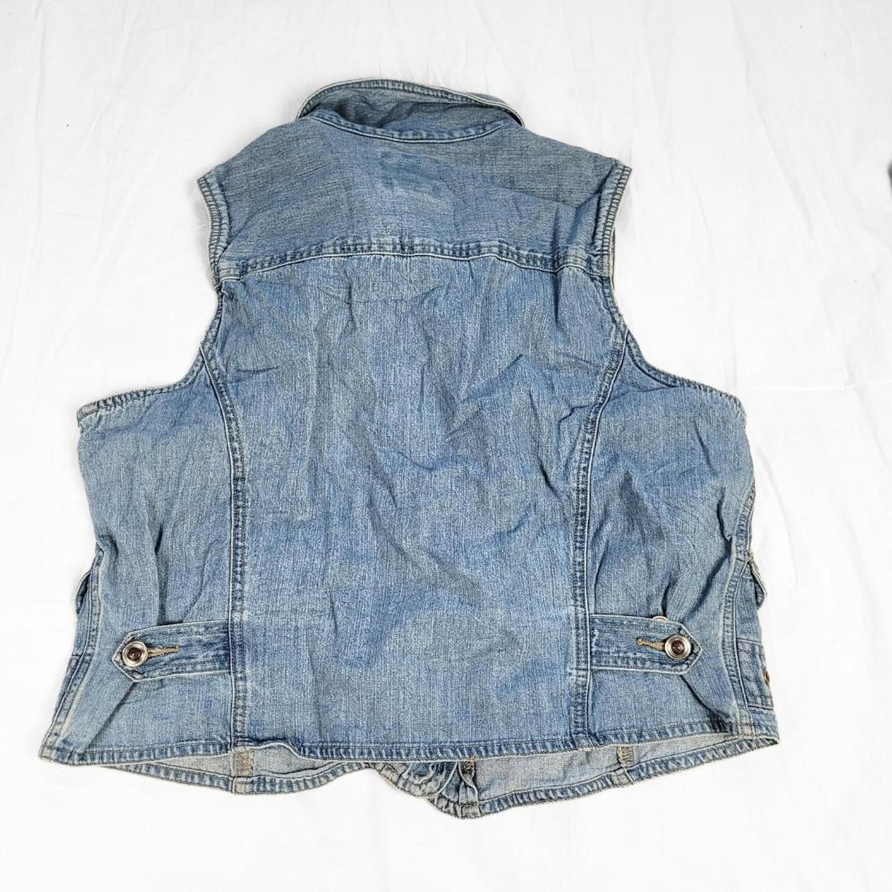 Vintage 90s Denim Waistcoat with Collar & Button-Down Front – Western Shirt Vibes