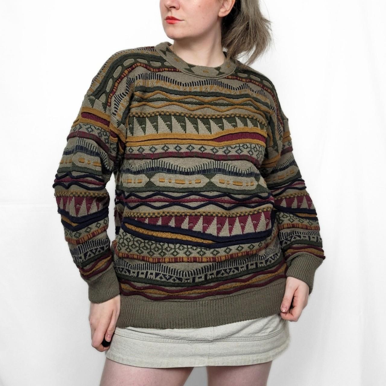 Vintage 90s Coogi Style Grunge Pattern Wool Knit Jumper