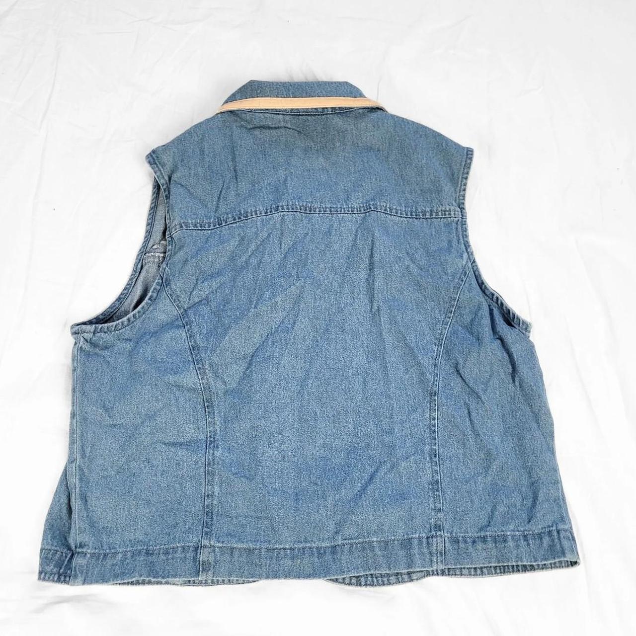 Vintage 90s Denim Waistcoat with Silver Embroidered Front – Biker & Western Vibes