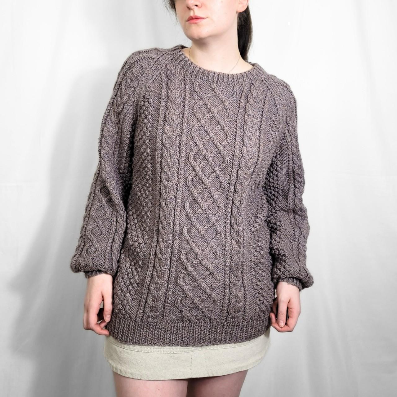 Vintage 90s Brown Cable Knit Handmade Jumper
