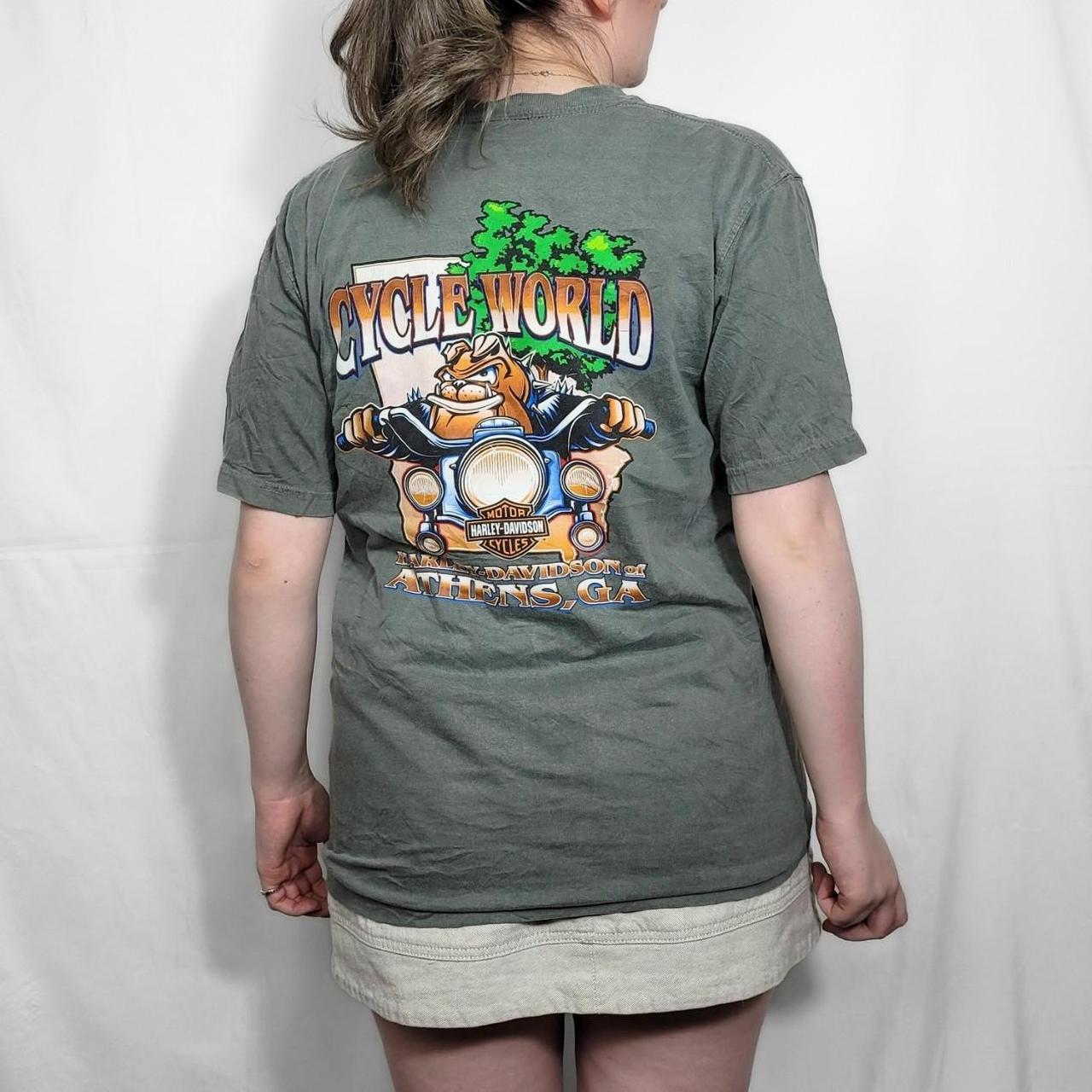 Vintage Y2K Harley Davidson Cycle World Graphic Tee