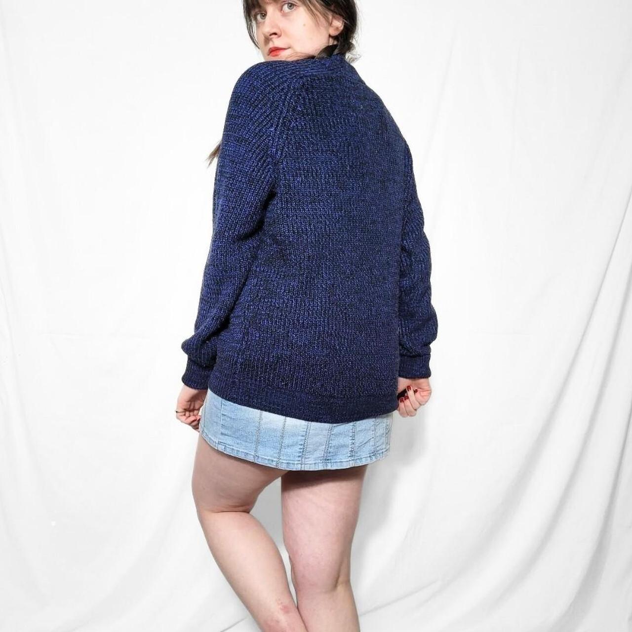 Vintage 90s Navy Blue Knitted Jumper - POP