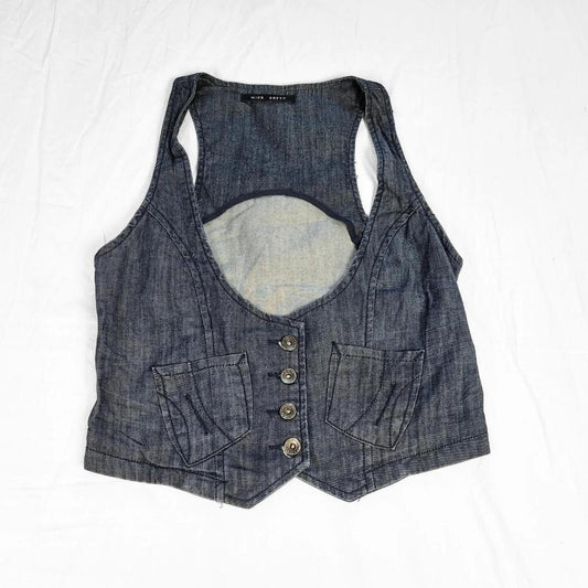 Vintage 90s Dark Wash Denim Waistcoat – Miss Softy