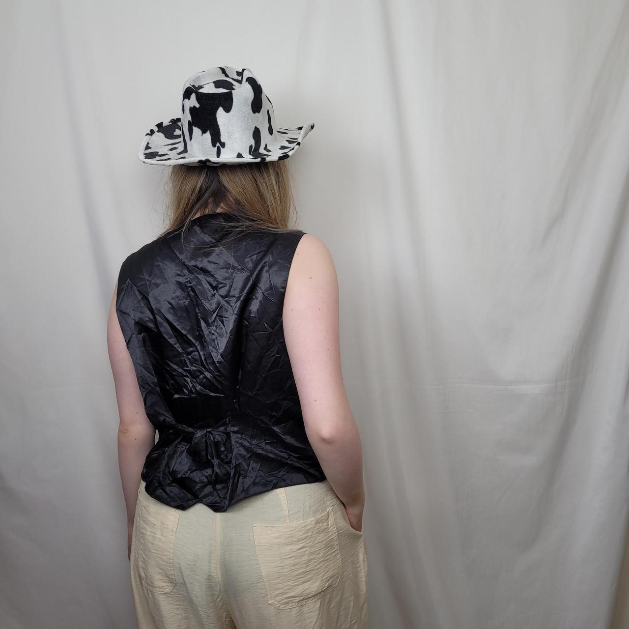 Y2K Black Neon Embroidery Waistcoat S Western – Wild West Cowgirl Graffiti Festival Rodeo Texas Size 8