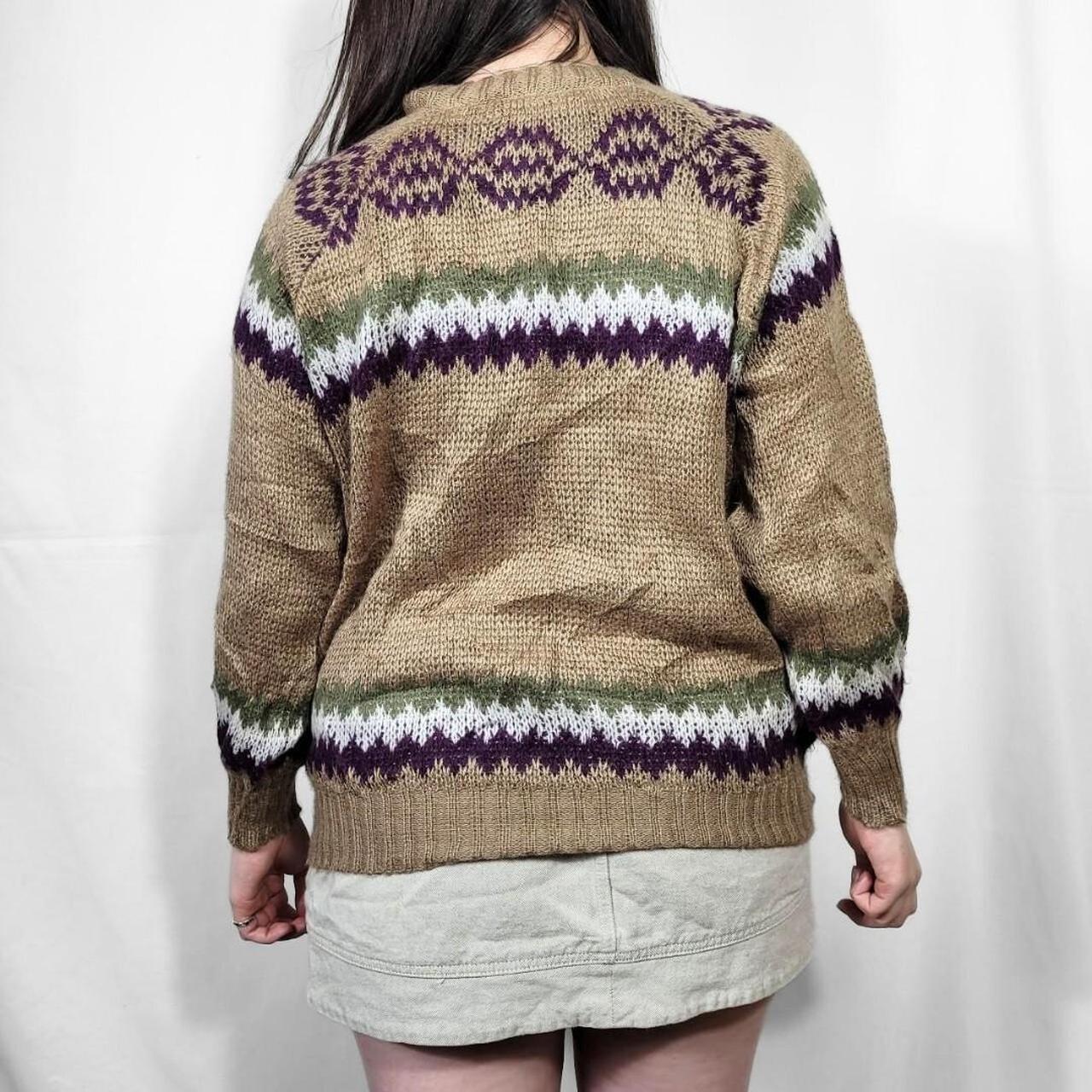 Vintage 90s Brown Ethnic Pattern Knitted Jumper