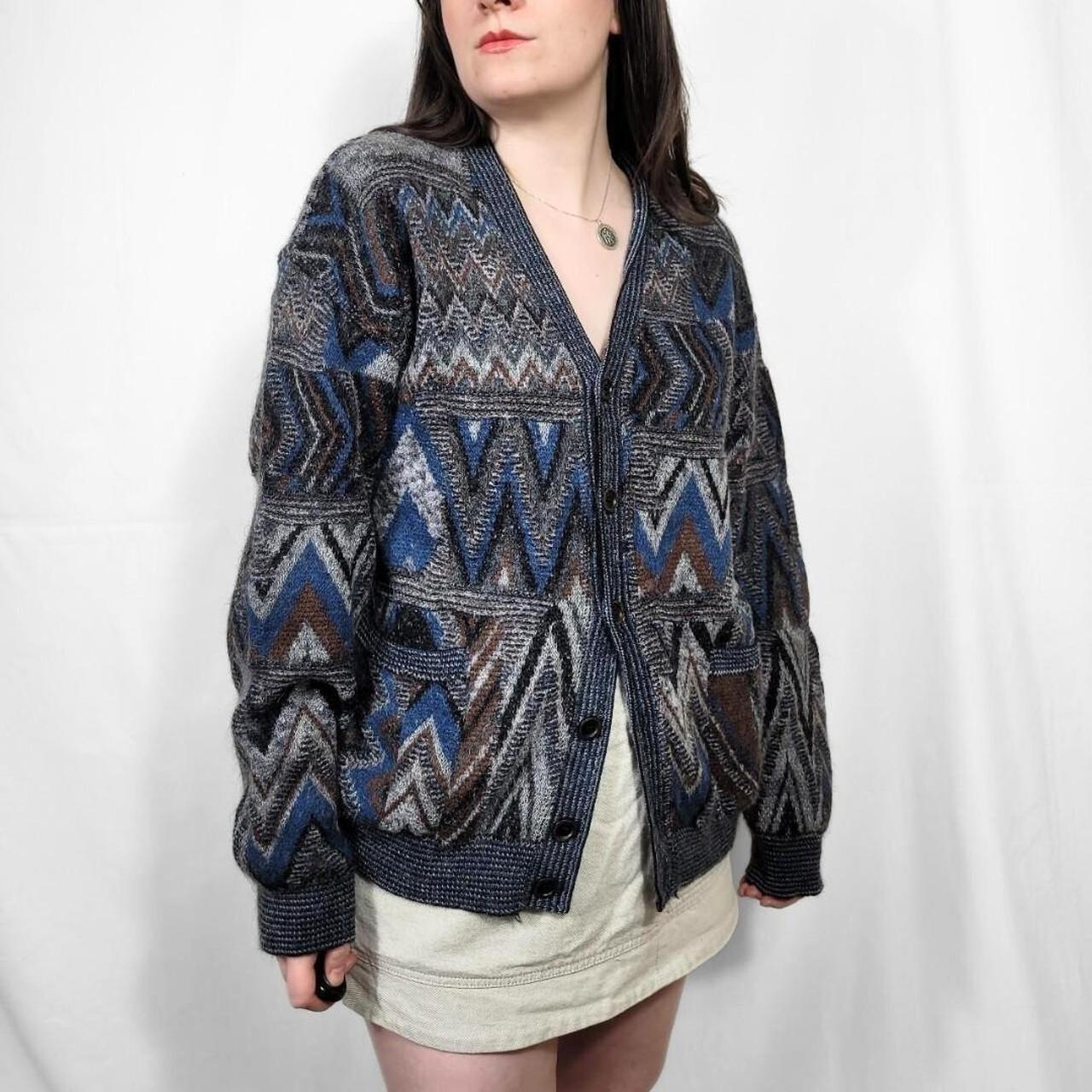 Vintage 80s Grunge Pattern Knitted Cardigan