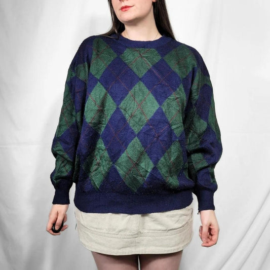 Vintage 90s Argyle Pattern Knitted Jumper