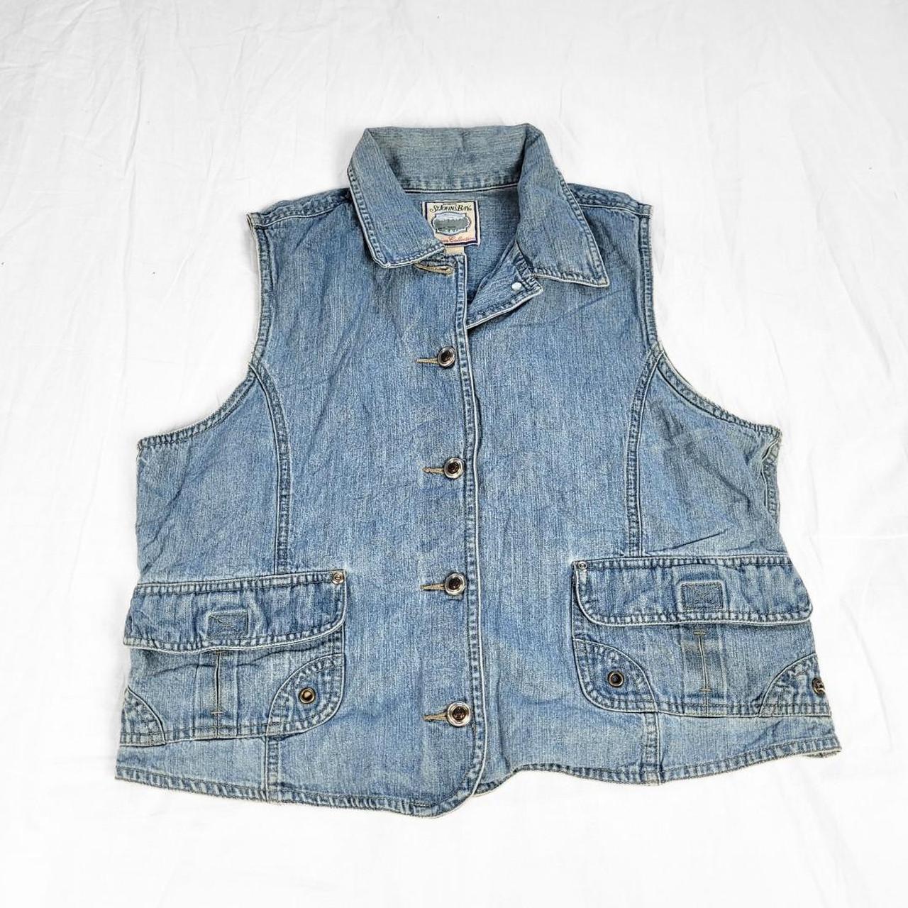 Vintage 90s Denim Waistcoat with Collar & Button-Down Front – Western Shirt Vibes