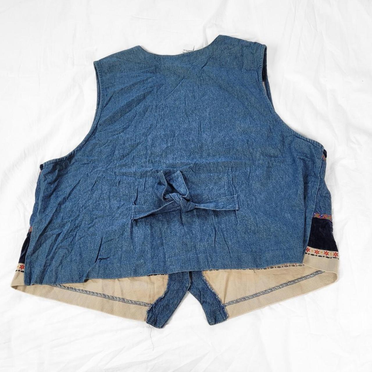 Vintage 90s Western Floral Embroidered Denim Waistcoat