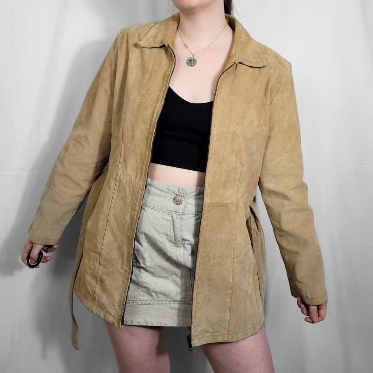 Vintage 90s Tan Suede Jacket With Belt