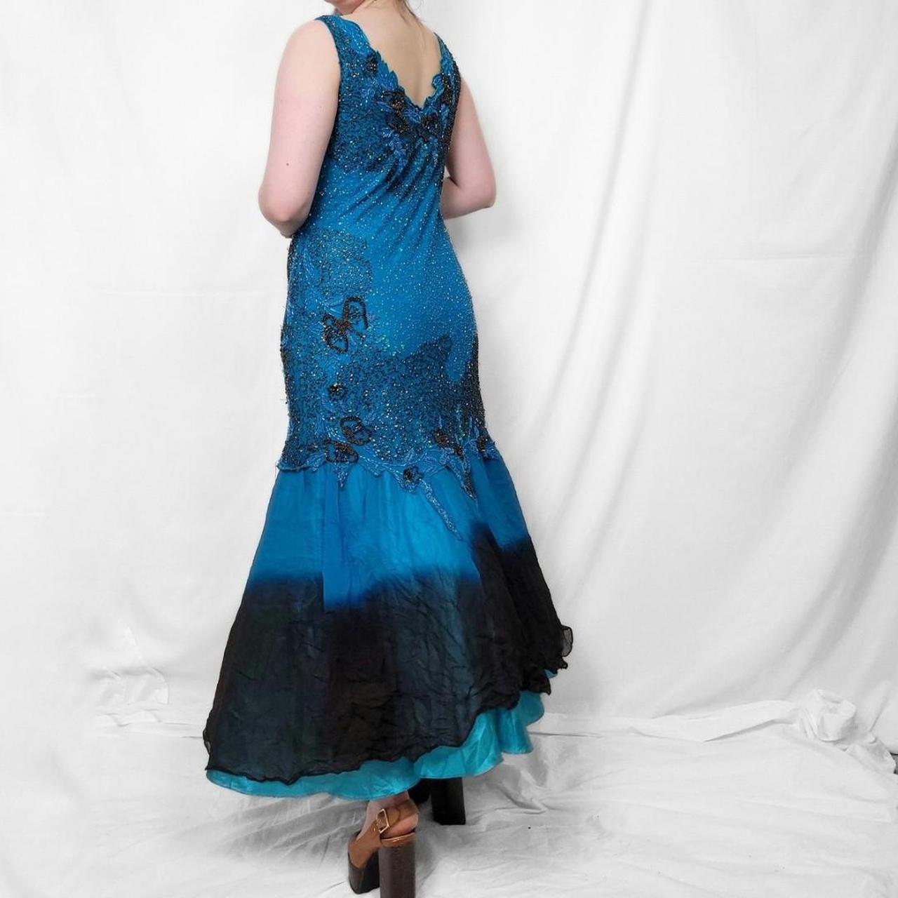 Vintage Y2K Blue & Black Ombre Lace Maxi Dress – Fairytale Fantasy