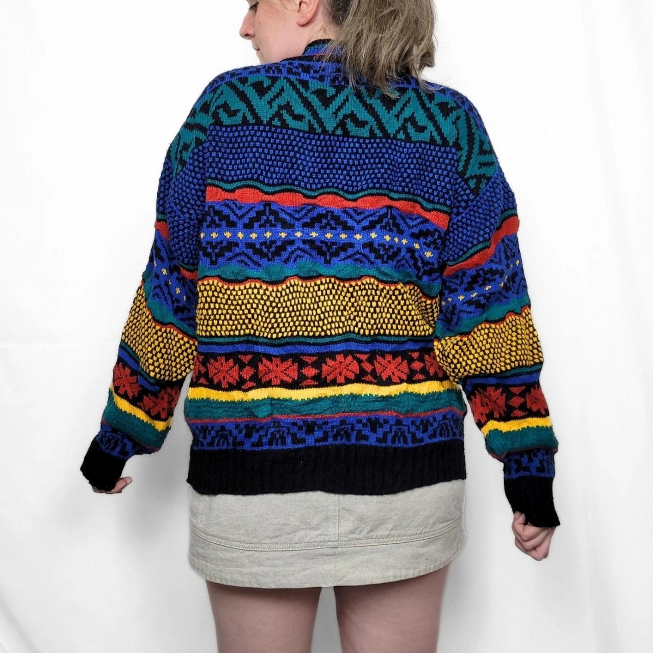 Vintage 90s Multi-coloured Funky Pattern Knitted Jumper