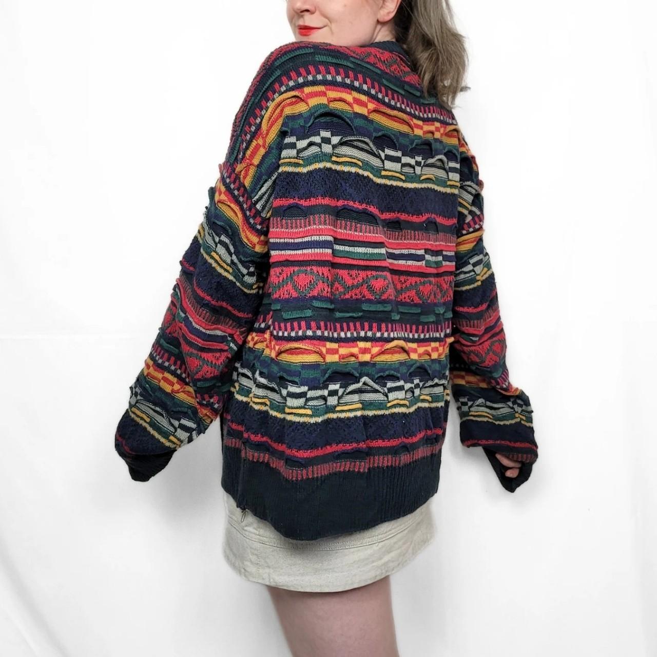 90s Vintage Multicolor Coogi Style Striped Knit Sweater