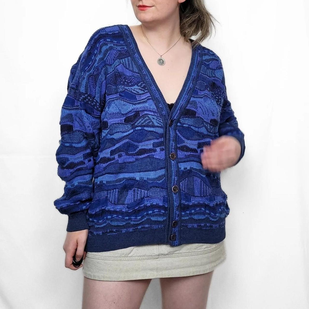 Vintage 90s Blue Coogi Style Knitted Cardigan