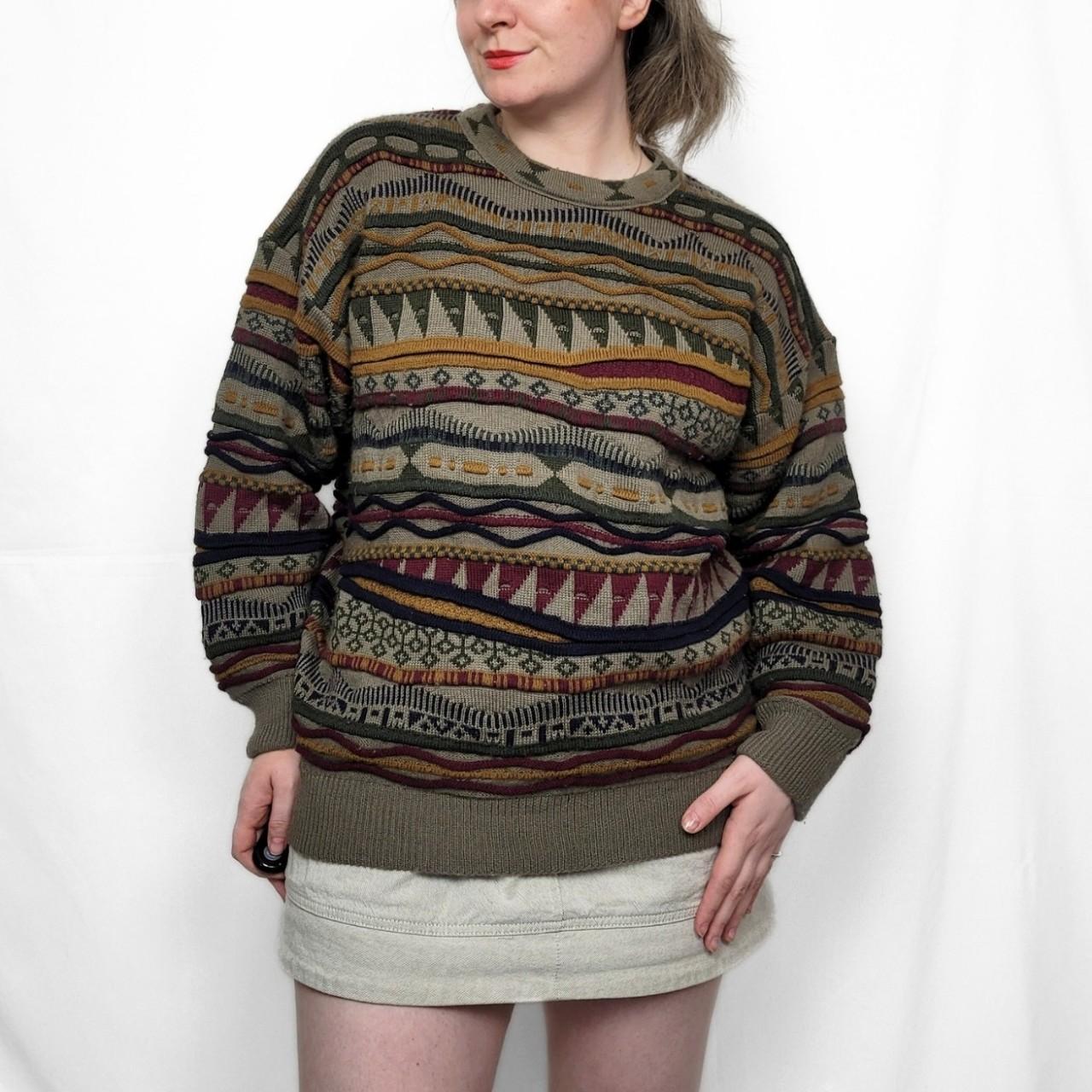 Vintage 90s Coogi Style Grunge Pattern Wool Knit Jumper