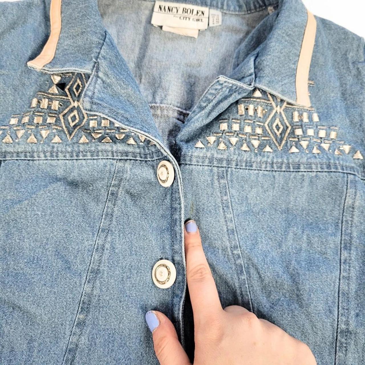 Vintage 90s Denim Waistcoat with Silver Embroidered Front – Biker & Western Vibes